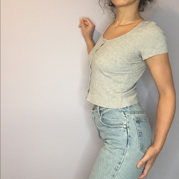 Grey Ribbed Crop Top - Picture 4 of 4